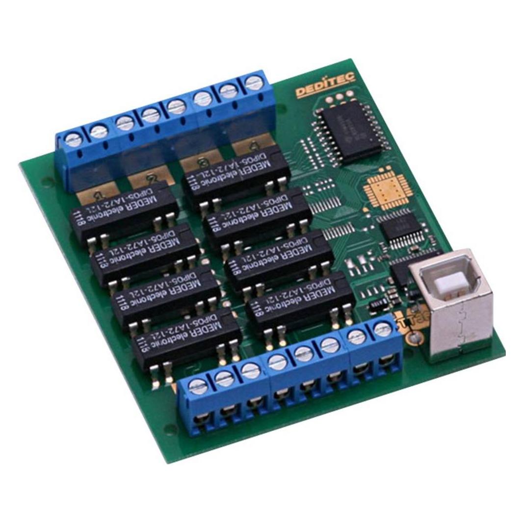 Deditec Kompakte USB-Module Digital Ausgänge 8 Relais Montageart Schraubbar Schnittstelle(n) USB (USB-RELAIS-8_A)