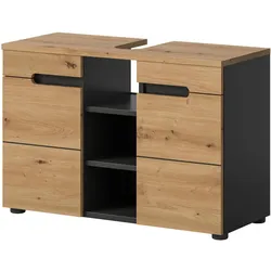 WASCHBECKENUNTERSCHRANK Eiche, grau 80 cm mit Soft-Close