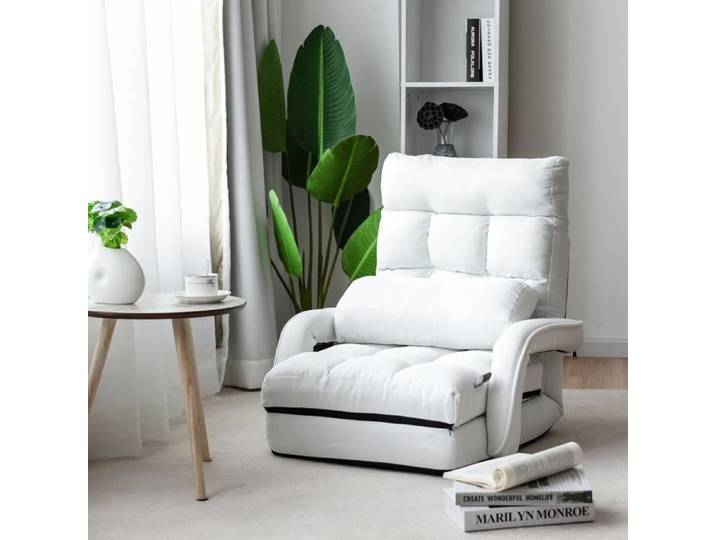 Fauteuil Convertible Chauffeuse Convertible 1 Place avec Oreiller 5 Positions Disponibles pour Salon Bureau Chambre