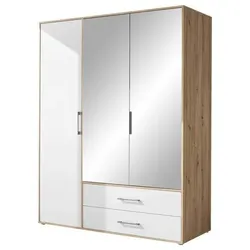 Kleiderschrank Lembo Weiß/Eiche Artisan