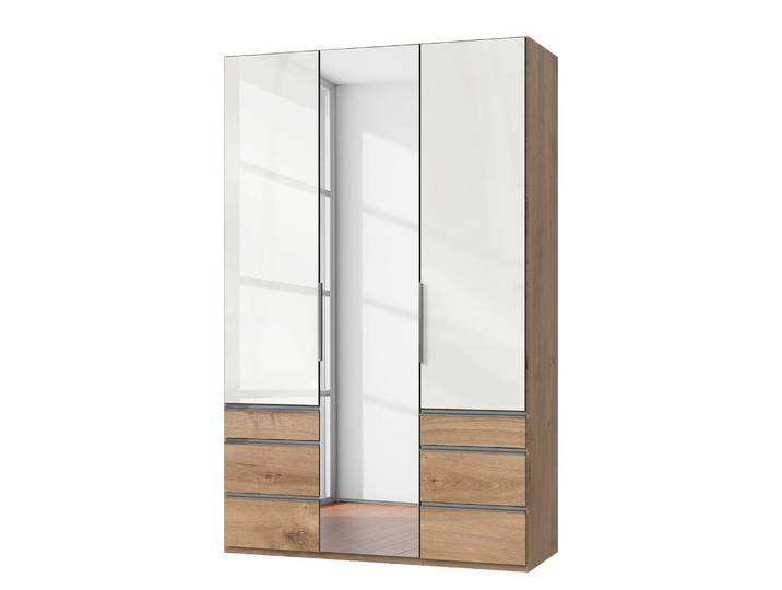 Drehtürenschrank Level 36 D IV 150 x 236cm Weiß/Hochglanz Weiß/Eiche Dekor