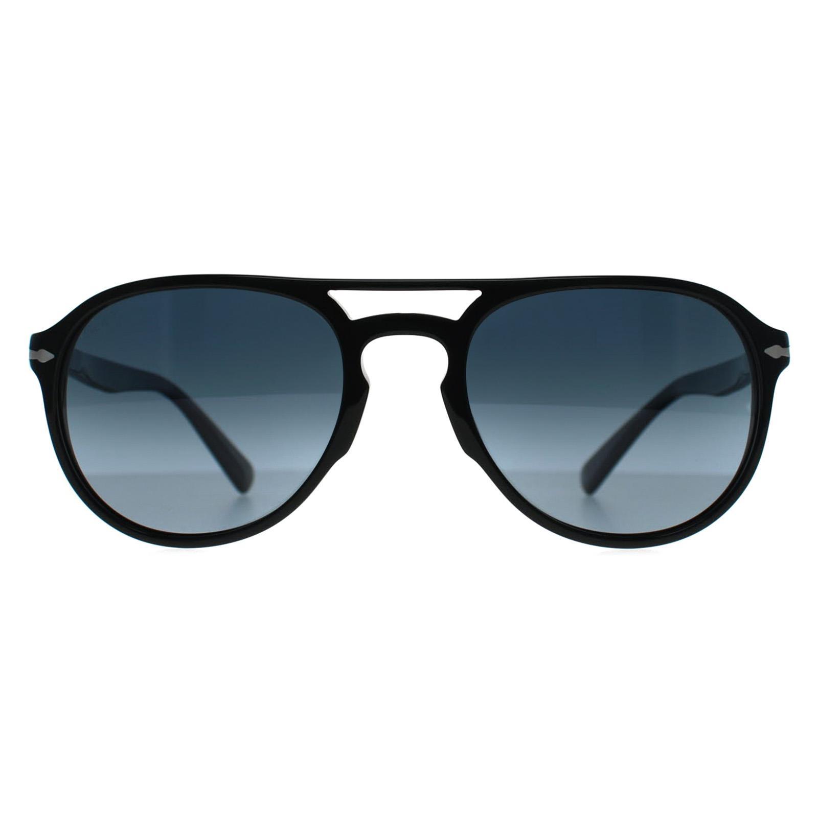 Persol Aviator Unisex Zwart Blauw Verloop Gepolariseerde Zonnebril