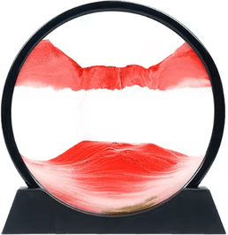 Inspire Curations 3D Moving Sand Art Hourglass Frame Relaxing Quicksand Desk Decor For Home & Office red