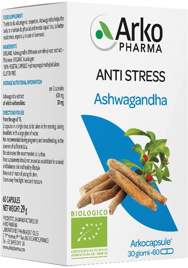 ARKOFARM Srl Arkopharma Anti Stress Ashwagandha Bio 60 Capsule - Integratore Alimentare