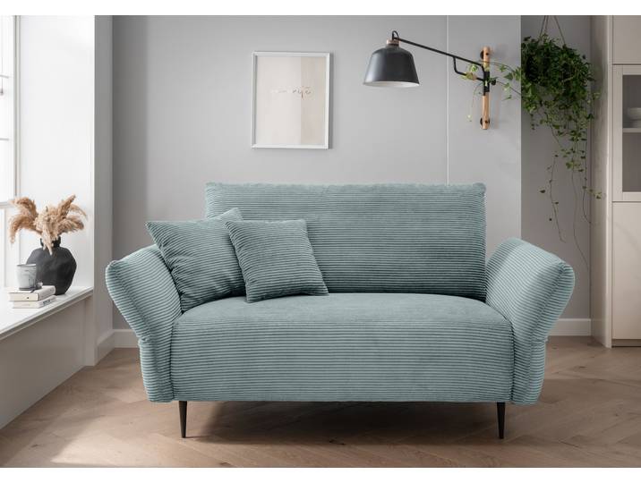 2-Sitzer HOME AFFAIRE Vanilla modern & bequem, verstellbare Armlehnen, tolle Details , blau (aqua), B:255cm H:94cm T:102cm, 93% Polyester, 7% Polyamid, Sofas, 2-Sitzer, bodenfrei, zeitlos und elegant, Breite 193cm