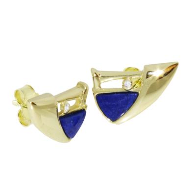 Paar Ohrstecker OSTSEE-SCHMUCK "- Sigri - Gold 333/000 - Lapis/Zirkonia" Gr. 16, gold (gold 333, goldfarben, gelb), Ohrringe, Damen, 16, Gelbgold 333