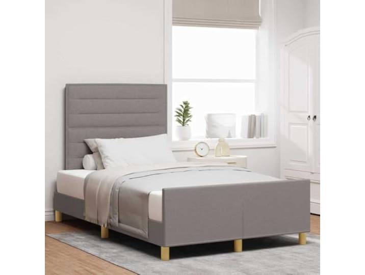 RJPLMFV Bettgestell, Taupe, 120 x 190 cm, mit Kopfteil Lattenrost inklusive, weicher Velours-Stoff, moderne Struktur, robust, Schlafzimmer
