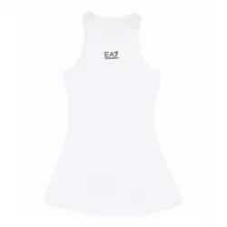 EA7 für Mädchen. 8NFA51_FJGBZ Tennis Pro Kleid aus technischem Gewebe Ventus7 weiß (4Años= 106cm), Sportlich, Tennis/Padel, Polyester, Ärmel