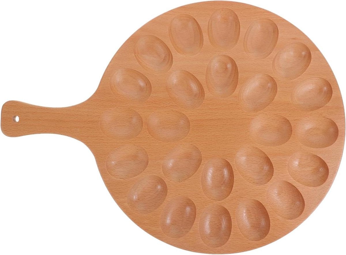 Houten Eierdop Tray Eierhouder in Houtkleur B/D/H: 40.60 x 30.00 x 1.50 cm