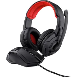 Trust Basics Gaming Headset & Mouse (Kabelgebunden), Gaming Headset, Rot, Schwarz