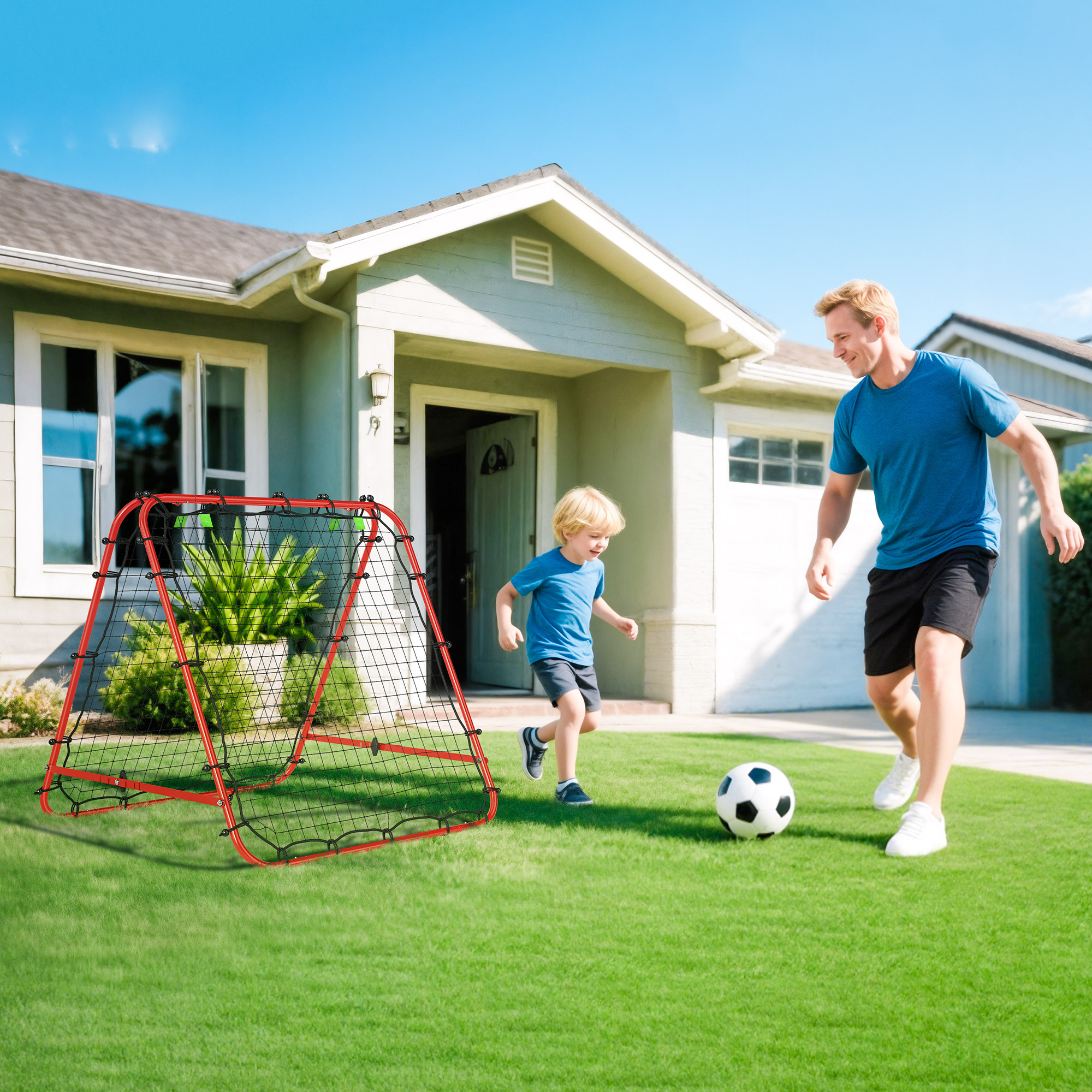 Homcom Rete di Rimbalzo Pieghevole con Angolo Regolabile per Allenamento di Calcio, Baseball e Tennis 100x95x90 cm Rosso   Aosom Italy