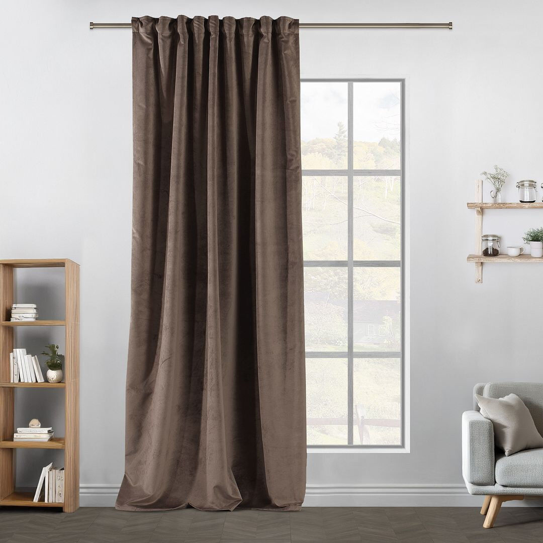 Lilijan Home & Curtain Extra Long & Extra Wide Matte Velvet Curtain Panel 22 CAPPUCCINO 130cm Width x 325cm Drop
