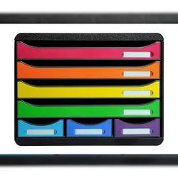 Exacompta 307798D 1x STORE-BOX, 7 offene Schubladen - Regenbogen