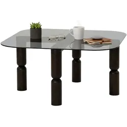 Dmora Gran - Couchtisch, 80x80x40h cm Anthrazit, Rauchglas-Effekt