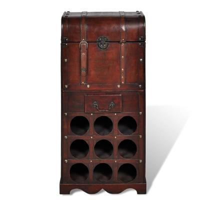 vidaXL Weinregal aus Holz für 9 Flaschen, Truhe mit Schublade