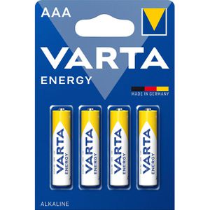 Varta Batterien Energy 4103, Alkaline, 1,5V, 5 Jahre lagerfähig, AAA / Micro / LR3, 4 Stück