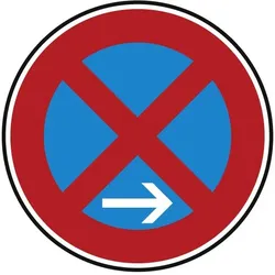 Verkehrszeichen Absolutes Haltverbot Ende - Aufstellung rechts