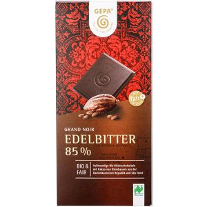 GEPA Tafelschokolade Grand Noir Edelbitter, BIO, 85% Kakaogehalt, Fairtrade, 100g