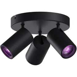 Calex, Deckenstrahler, Smart Plafondlamp - 3-Lichts - Slimme Opbouwspot - Rond - Zwart (GU10)