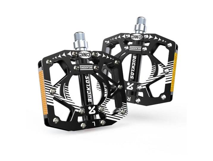 Fahrradpedale Aluminium MTB Plattformpedale Schwarz mit Reflektoren, Metall, 10x1.5x12.2 cm, Freizeit & Co, Sport & Fitness, Fahrräder, Fahrradzubehör