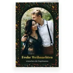 Weihnachtskarte: Festliches Fenster mit Foto in Grün