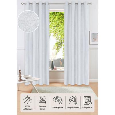 Verdunkelungsvorhang OTTO HOME "Onnika, 100% verdunkelnd", weiß (grau), B:140cm H:225cm, Polyester, Gardinen, Ösen-Aufhängung, pflegeleicht, uni, strukturiert, verdunkelnd