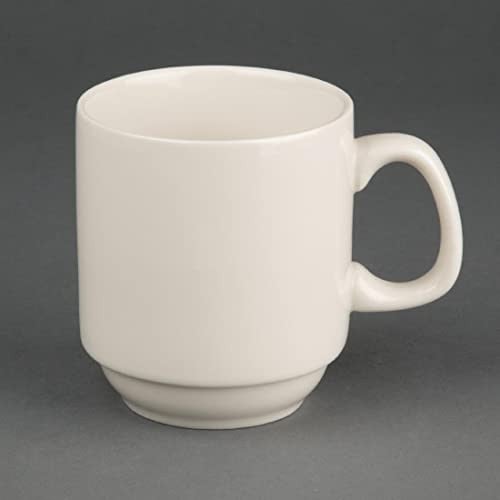 Set van 12 Olympia Ivoor Stapelbare Porseleinen Mokken 285 ml