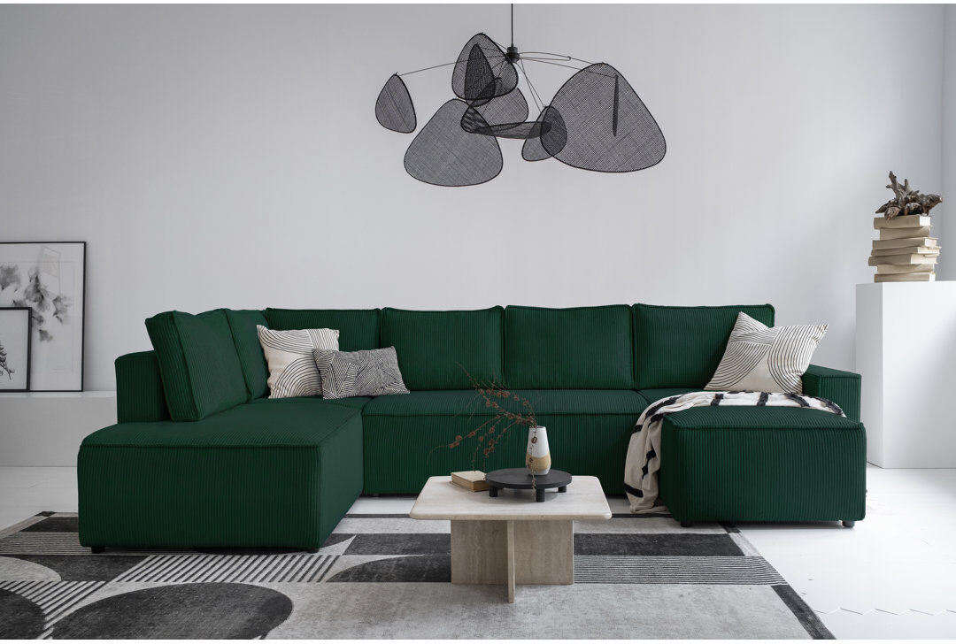 MiuForm 8 Seater Sofa Bed Bottle Green 87cm H X 322cm W X 194cm D