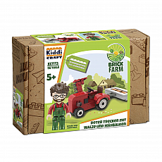 KiddiCraft Brickfarm - Roter Trecker mit Walze und Mähbalken - deutsch 300431