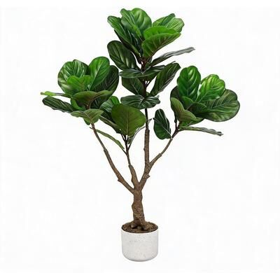 YUN 5ft Artificial Fiddle Leaf Fig Tree, Faux PEVA Leaves with Pot for Indoor Home Office Decor