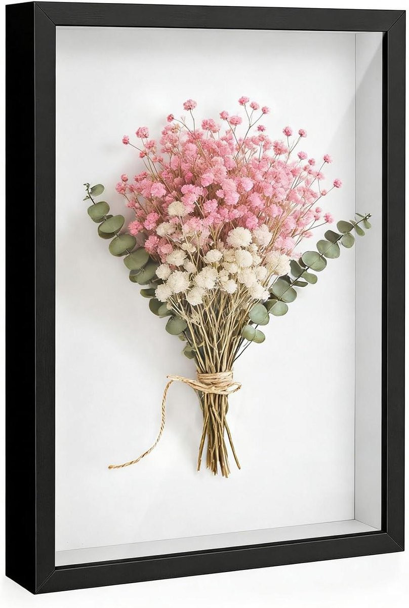 Vulbare objectenlijst displaydoos met acryl front - Zwart - 40 x 50 cm
