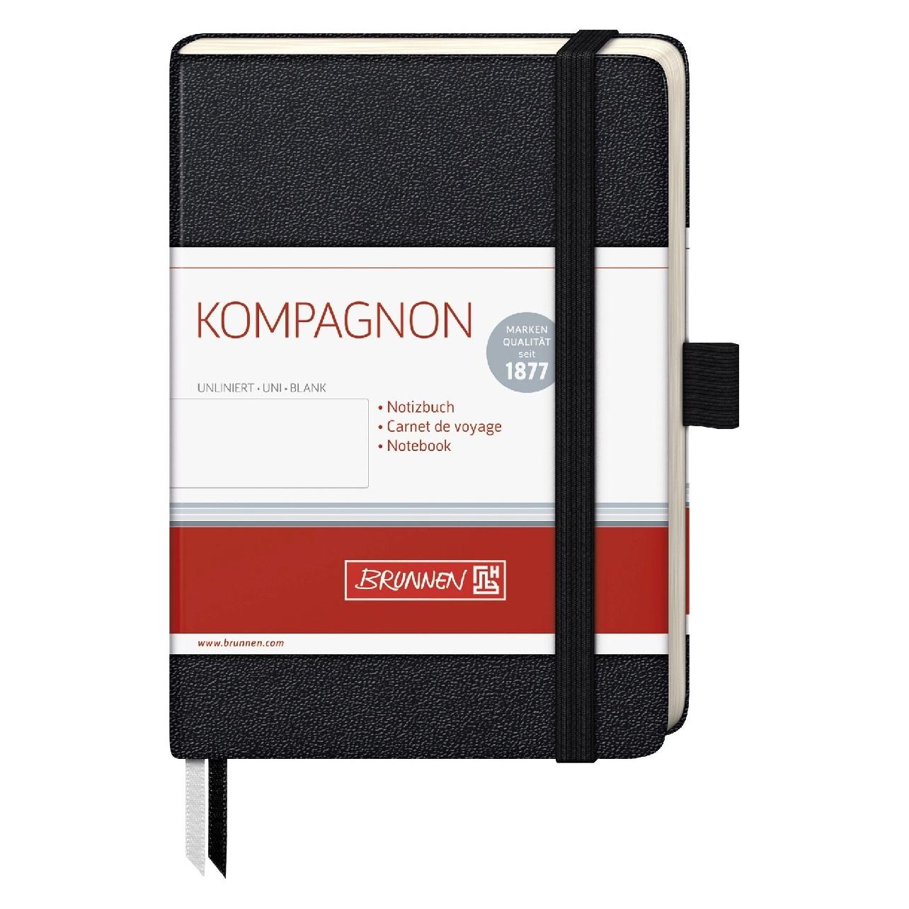 Brunnen Notizbuch KOMPAGNON ca. A6 blanko, schwarz Hardcover 192, davon 16 zum Heraustrennen Seiten (A6, Blanko, Harter Einband) (105521605)