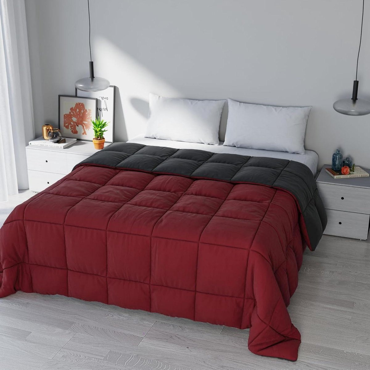 Winter Quilt Dekbed Bordeaux/Donkergrijs 260x260 cm