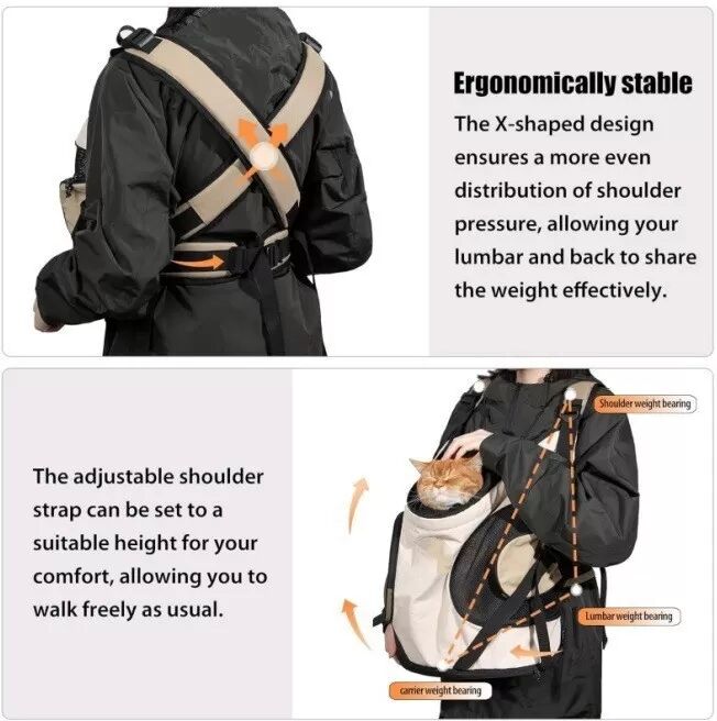 INF Verstellbare, atmungsaktive Haustiertragebrusttasche für kleine Hunde und Katzen Beige