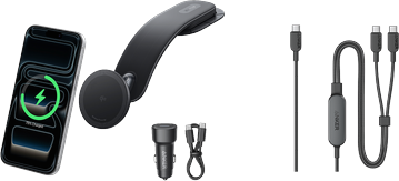 Nano Wireless Car Charger (Magnetic, Detachable Pad) and Anker 140W 2-in-1 USB-C to USB-C Cable
