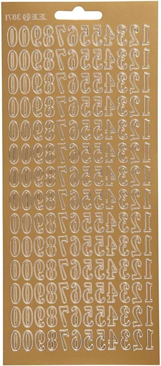 Creatieve Gouden Cijfer Stickers voor Decoratieprojecten - Zelfklevende Folie - Goud - 10 x 23 cm