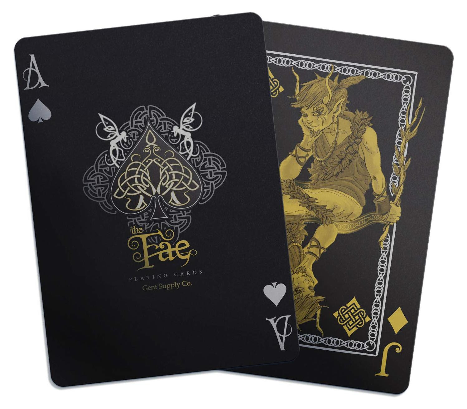 Gent Supply Co. Creatures of The FAE Speelkaarten - Zwart, Goud en Zilver