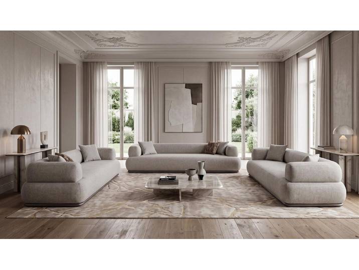 JVmoebel Wohnlandschaft Elegantes Beiges Lounge Sofa Set 4er 3er Modern Minimal, 3 Teile, Made in Europa