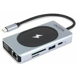 DICOTA D32059 Schnittstellen-Hub USB Typ-C Schwarz, Silber