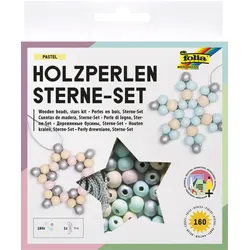 folia Holzperlen Sterne-Set pastel