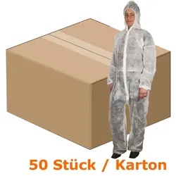 Schutzanzug Abena Schutz-Einweg-Overall weiß 4XL/5XL Kart Karton mit 50 Stück Verschluss mit Reissverschluss