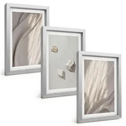 BILDER SET 3er Set - 20x30 cm Silberner Rahmen - Nahaufnahmen der Struktur im Boho-Stil