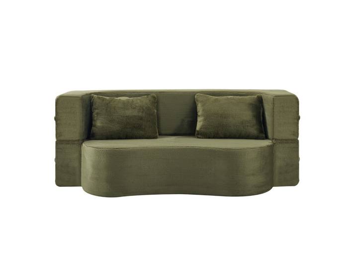 SCHLAFSOFA mikrofaser in olivgrün, faltbares gästebett & montagefrei