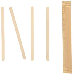 Papstar 2000 Rührstäbchen Holz `pure` 9 cm x 5 mm einzeln gehüllt