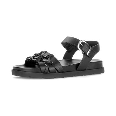 Riemchensandale GABOR, Damen, Gr. 39, Synthetik, schwarz, Nappaleder, Flechtoptik, unifarben, Schuhe Riemchensandale, Sandalette, Sommerschuh mit aufwendigen Details