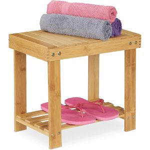 Relaxdays Fußbank 10033876, Bambus, 39 x 33,5 x 25cm, natur