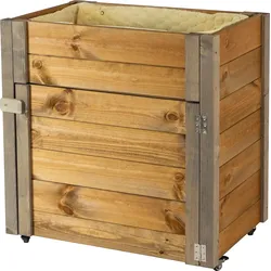 dobar Rollbarer Gartenschrank mit Pflanzkasten inkl. Schafswolle, Gr. M - Braun/Grau