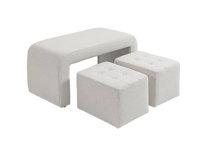 FUSSHOCKER 3 tlg., Sitzhocker, Weiß