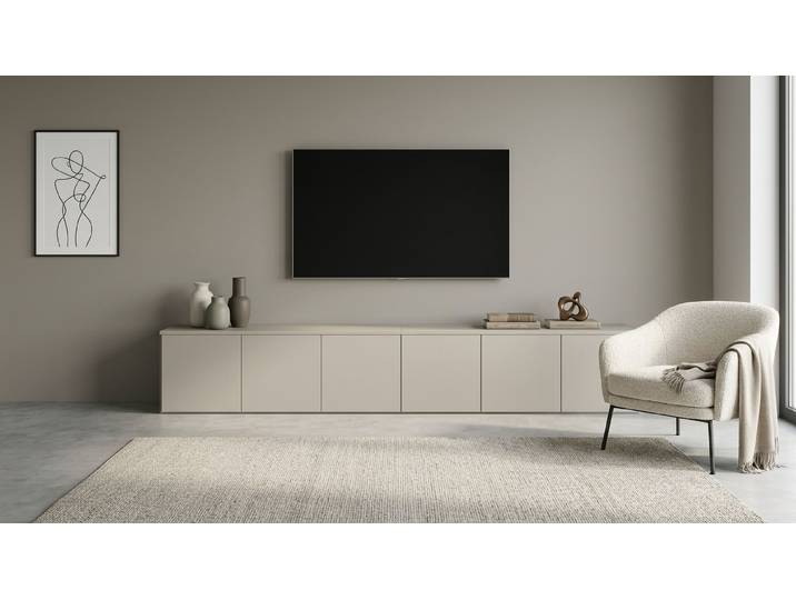 Schlichtes Lowboard von Pickawood MDF Lackiert Seiden­grau