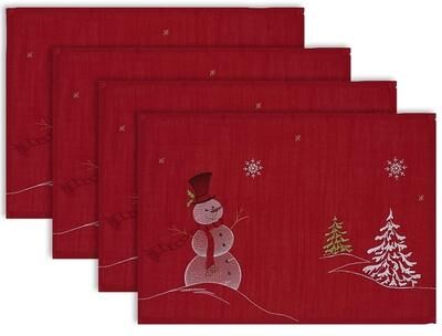 DII Design Imports Embroidered Snowman Kitchen Placemat Set (Set of 4)